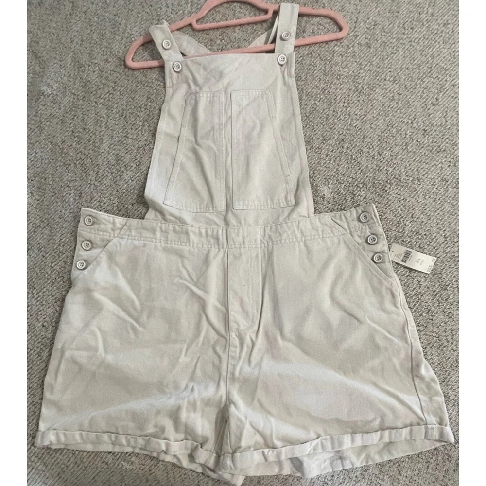 Anthropologie Pilcro Relaxed Short Overalls Ivory NWT Size 16W - Picture 10 of 16
